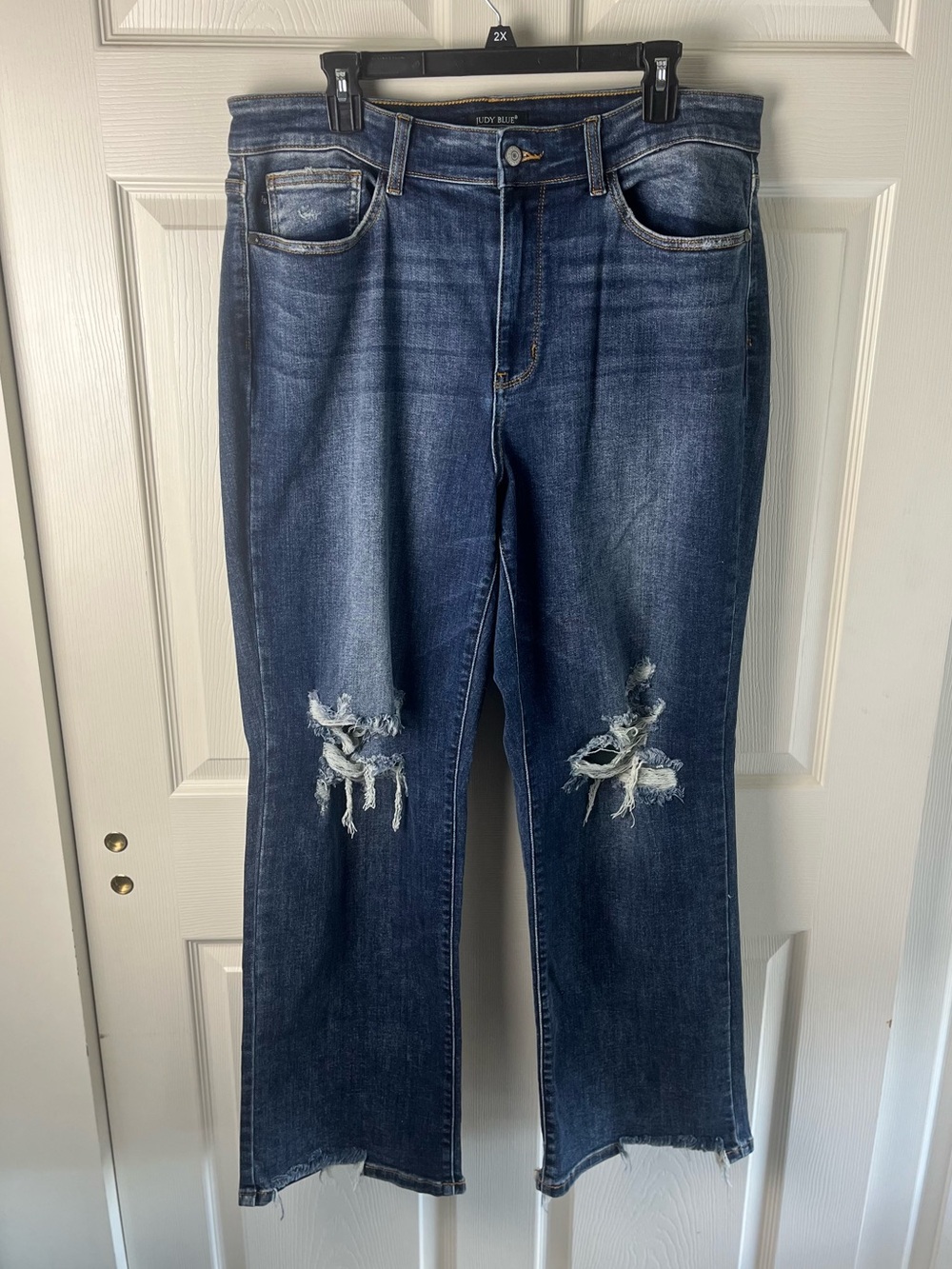 Judy Blue Indigo Distressed Straight Leg Jeans